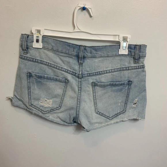 Free People Raw Hem Button Fly Denim Shorts - Picture 2 of 3